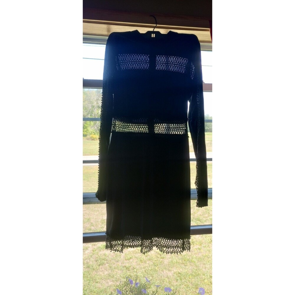 Romeo & Juliet Women's M Blue Velvet With Black Lacey Trim Bodycon Mini Dress